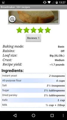 Breadmaker 50 Recipes android App screenshot 1